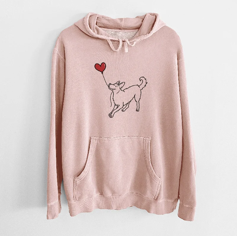 German Shepherd Heart String - Unisex Pigment Dyed Hoodie Hoodie with Hem Frayed Vintage Worn