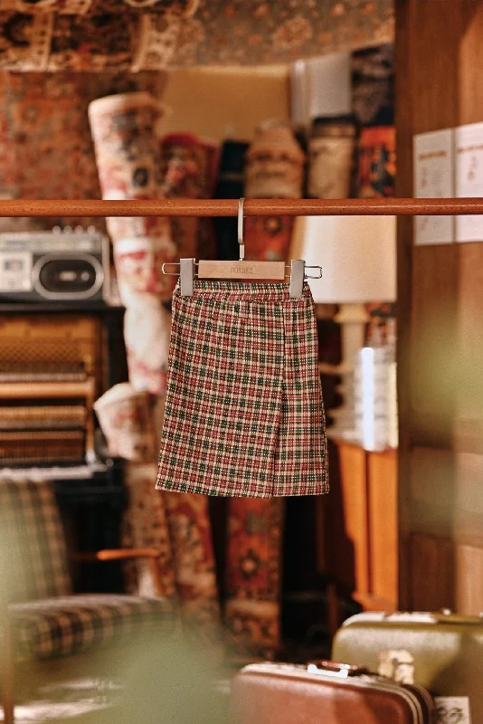 The Akar Kita Babies Folded Skirt - Verdant Grid denim skirt stylish
