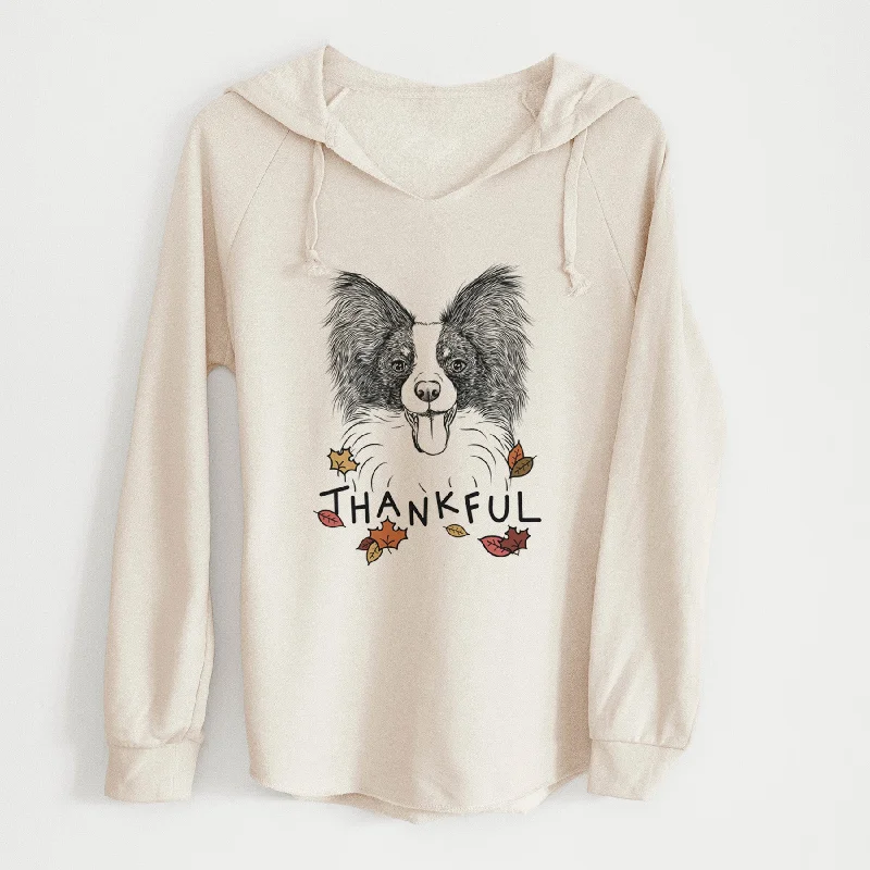 Thankful Patrick the Papillon - Cali Wave Hooded Sweatshirt Hoodie with Embroidery Detailed Premium