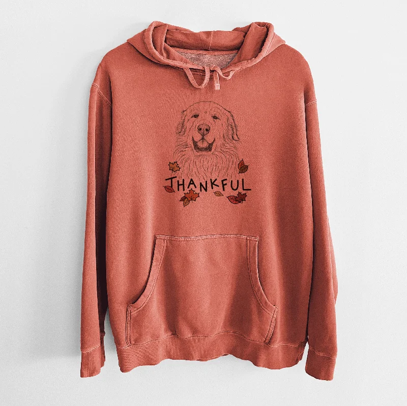 Thankful Horton the Great Pyrenees - Unisex Pigment Dyed Hoodie Hoodie with Illustration Artistic Creative