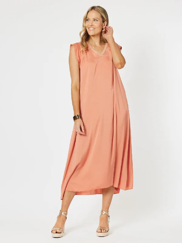 Traveller Luxe V-neck Dress - Sunset Pencil Office Professional