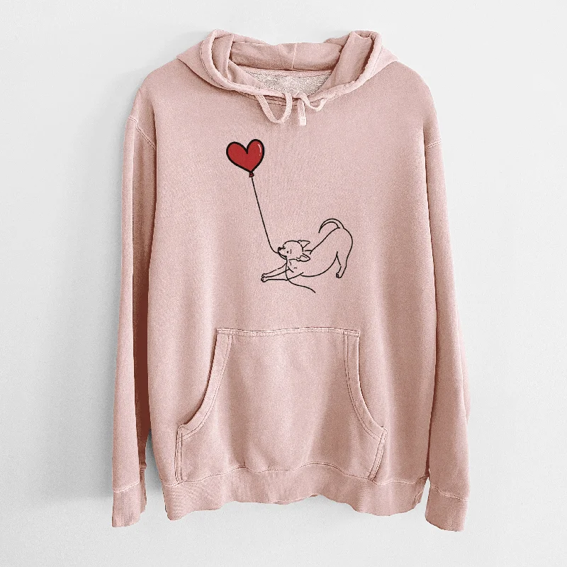Chihuahua Heart String - Unisex Pigment Dyed Hoodie Hoodie with Puffed Sleeves Voluminous Trendy
