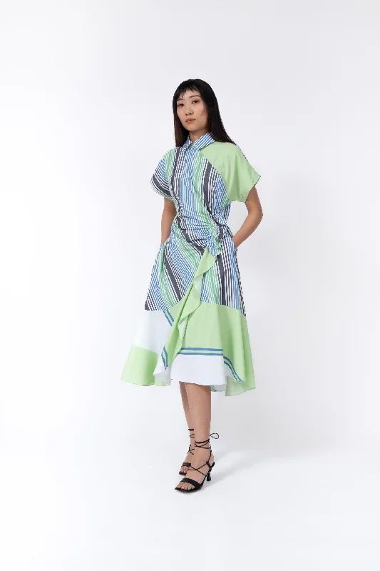 Multi Stripe Srunch Dress Shift Classic Vintage