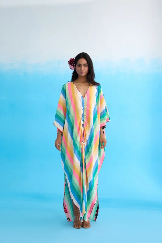 Rainbow Stripes Kaftan Dress Tunics Review highly