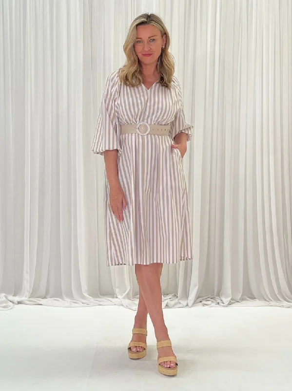 Amore Stripe Dress - Stone Tunics Top rated