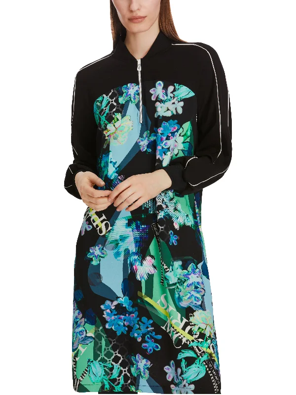 MARC CAIN Black & Turquoise Dress Tunics Summer linen