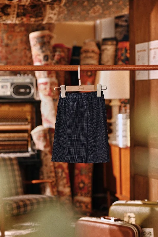 The Akar Kita Babies Folded Skirt - Nature Navy linen skirt light