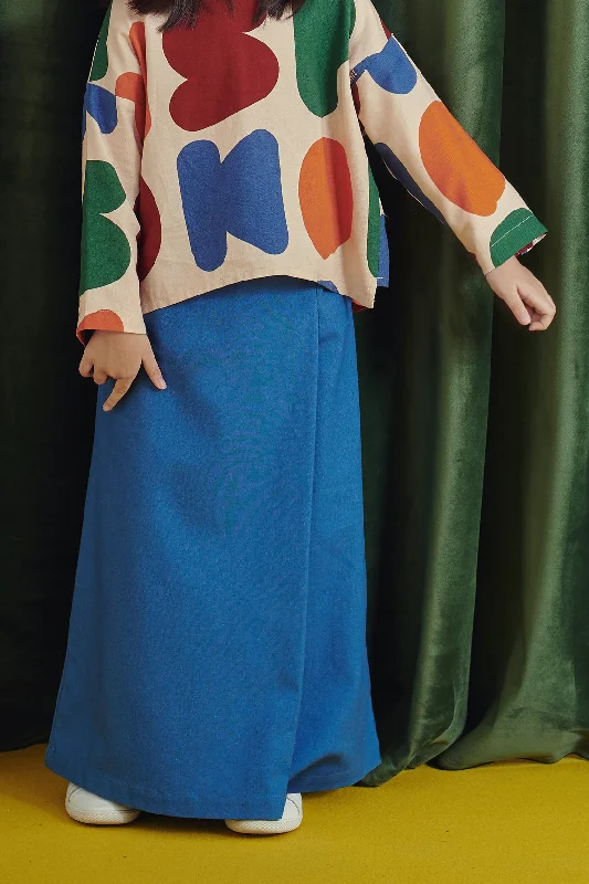 The Rona Folded Skirt - Steel Blue belted skirt waist