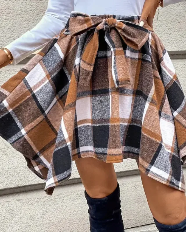 Desert Grid Skirt wool skirt sturdy