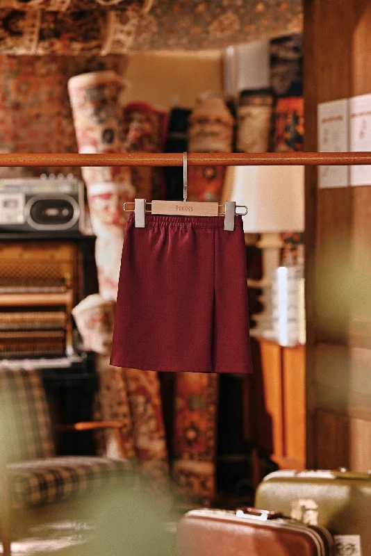 The Akar Kita Babies Folded Skirt - Burgundy velvet skirt luxurious