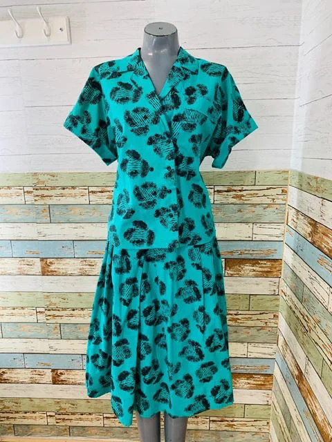 80s - Abstract 2 piece Skirt Set linen skirt light