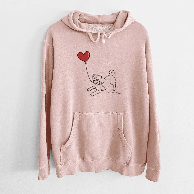 Morkie Heart String - Unisex Pigment Dyed Hoodie Hoodie with Exposed Zipper Edgy Industrial