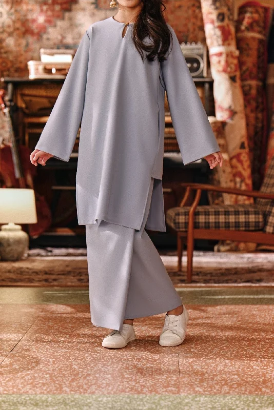 The Akar Kita Folded Skirt - Blue Fog cashmere skirt fine