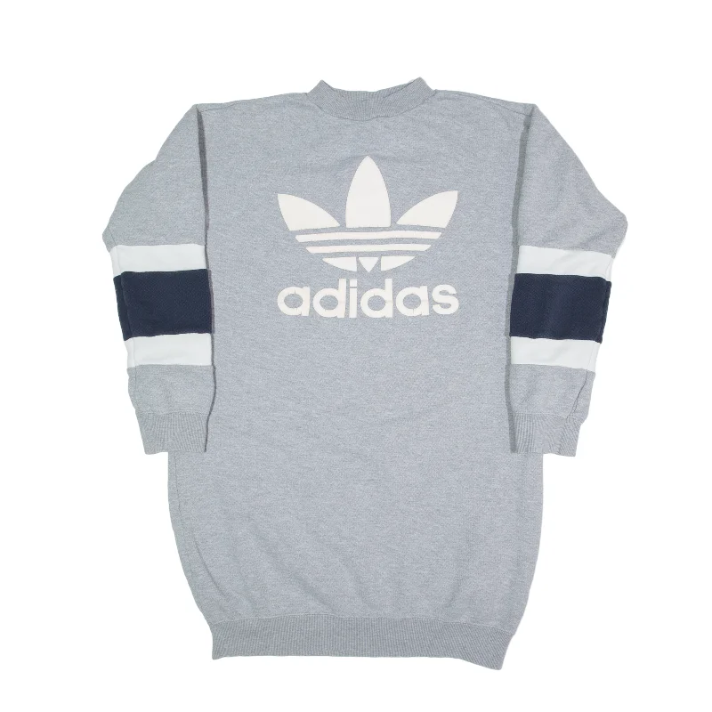 ADIDAS Sweatshirt Grey Womens UK 10 Hoodie with Typography Text Message