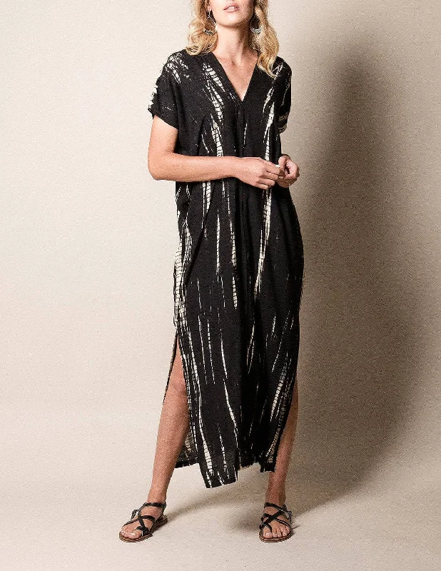 Tie-Dye Shibori Dress - Black Tunics Sophisticated sleek