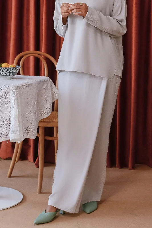 The Sungai Women Folded Skirt - Light Grey leather skirt sleek