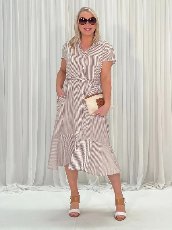 Mio Stripe Dress - Natural Tunics Handmade artisanal
