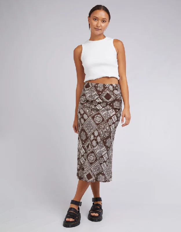 SILENT THEORY MYA SLIP SKIRT PRINT denim skirt fashionable