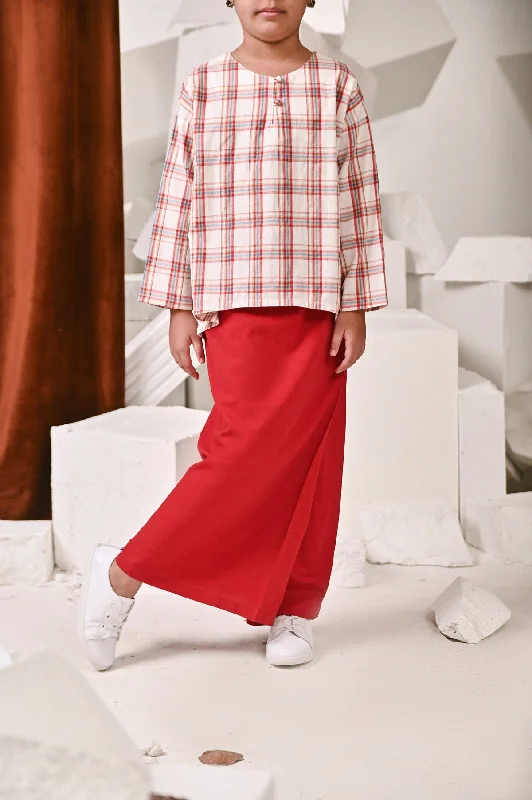 The Kita Menang Folded Skirt - Crimson Red velvet skirt luxury