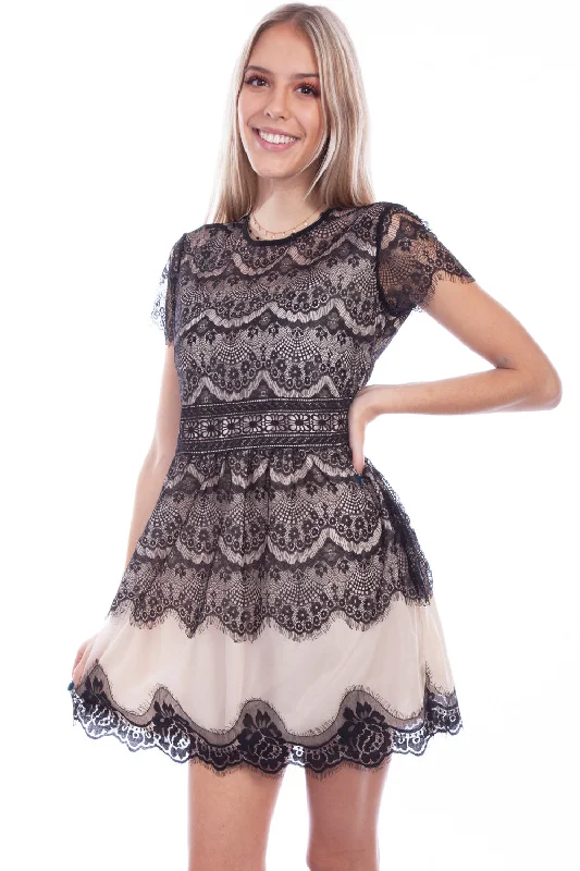 Scully Womens Black Polyester Contrast S/S Dress M Tunics Luxurious premium