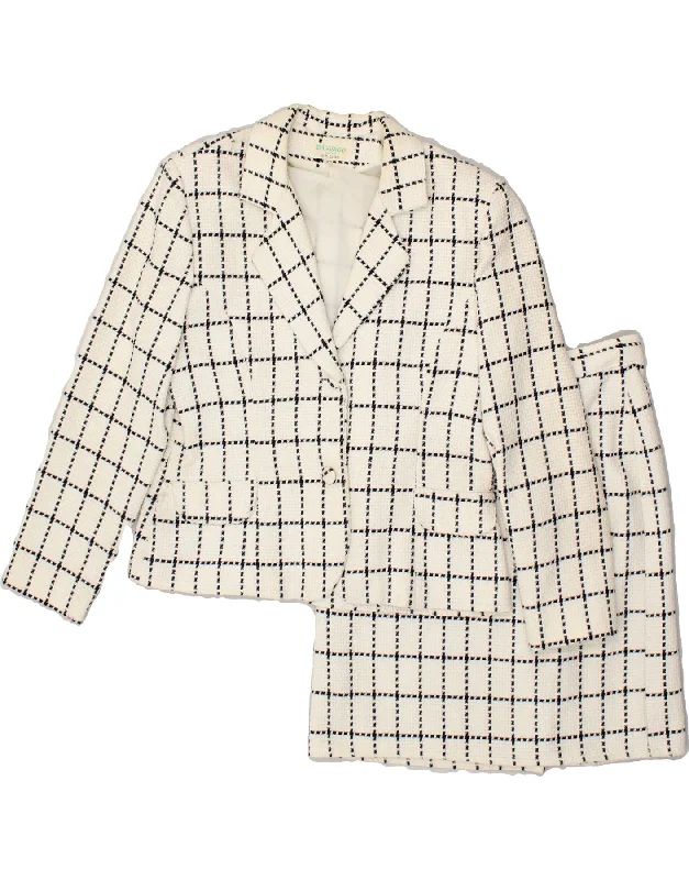 ZHI-VAGO Womens 2 Button 2 Piece Skirt Set IT 42 Medium W28 White Check silk skirt luxurious
