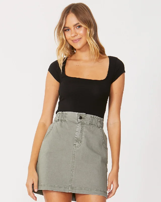 SASS MARTINE SKIRT WASHED KHAKI leather skirt bold