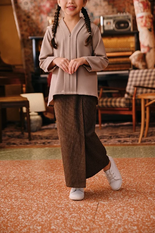 The Akar Kita Folded Skirt - Brown Dash silk skirt smooth