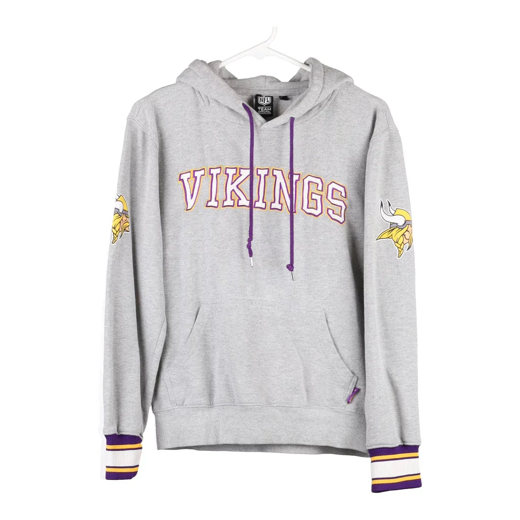 Minnesota Vikings Nfl Hoodie - Small Grey Cotton Blend Hoodie with Raglan Sleeves Sporty Comfortable Minnesota Vikings Nfl Hoodie - Small Grey Cotton Blend Hoodie with Raglan Sleeves Sporty Comfortable