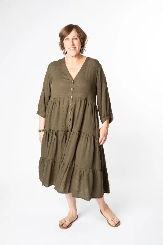 Long Layered Crepe Dress Off-the-shoulder Chic Trendy