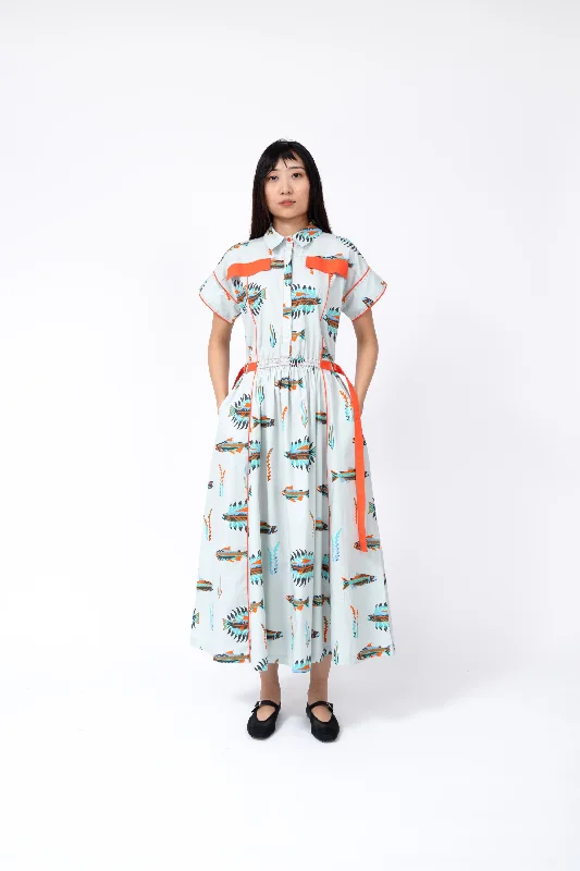 Scale Fish Print Tong Dress Tunics stripes playful