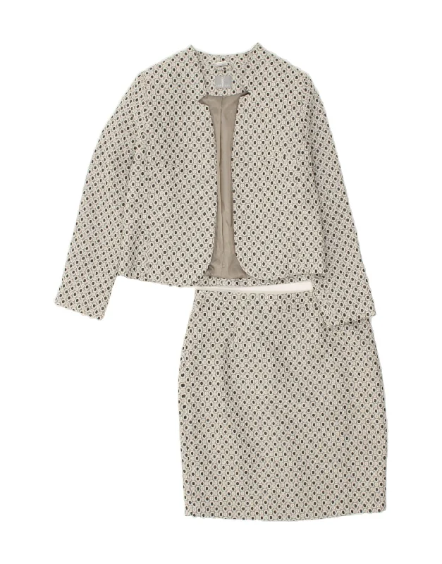 FAIR LADY Womens Petite 2 Piece Skirt Set UK 14 Large W32 Grey Geometric leather skirt durable