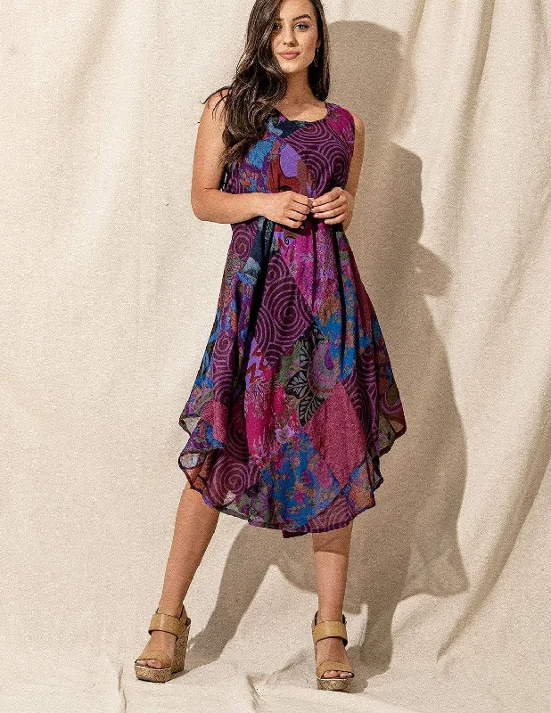 India Patchwork Tunic Dress - Blue Iris Only Tunics Velvet soft