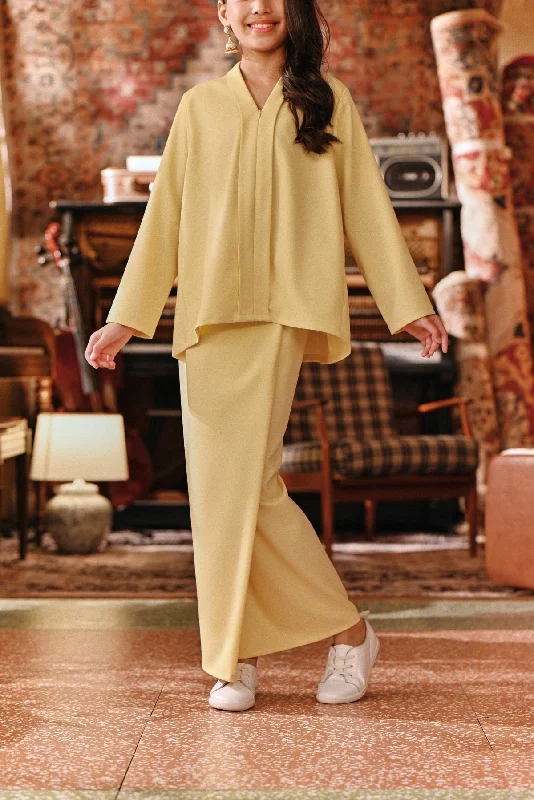 The Akar Kita Folded Skirt - Mellow Yellow casual skirt length