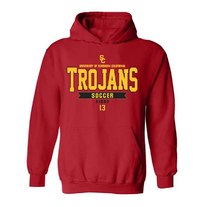 USC - NCAA Women's Soccer : Lana Gibbs - Classic Fashion Shersey Hooded Sweatshirt Hoodie with Velcro Closure Adjustable Secure