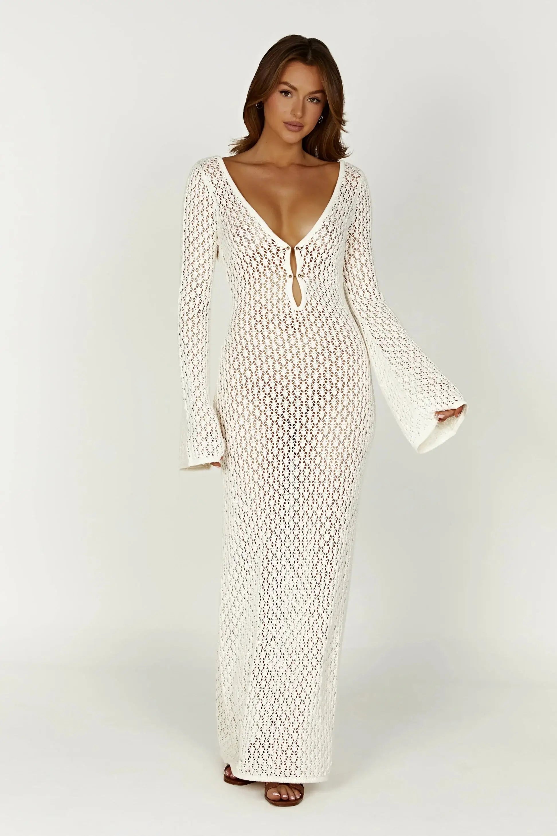 Sexy Women Long Knit Beach Dress Tunics Business professional