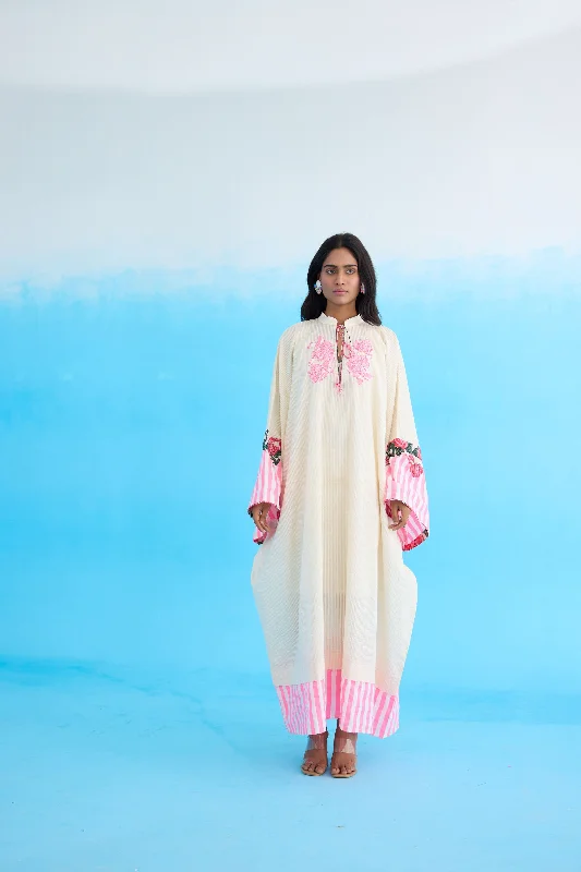 Cream Crouching Applique Kaftan Dress Tunics Timeless classic