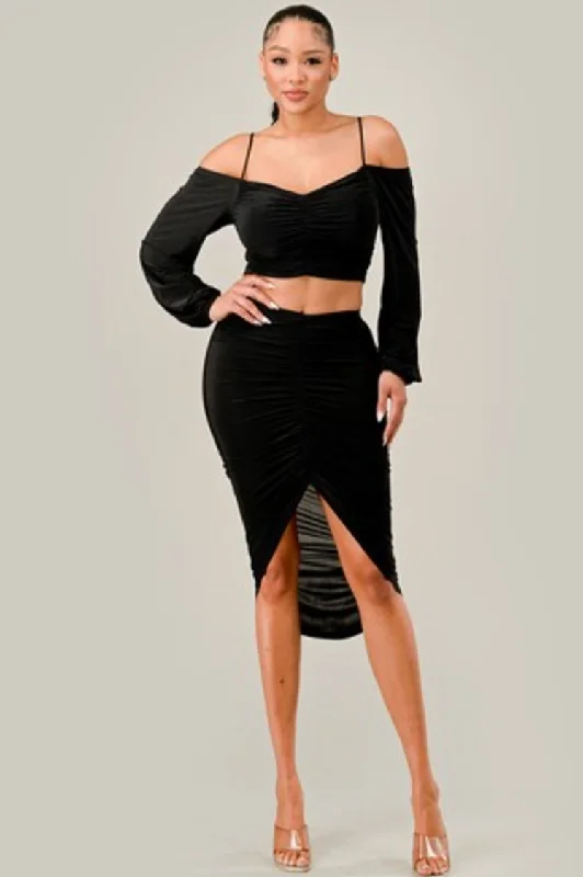 Off Shoulder Top & Skirt Set Sabora 17021 vintage skirt charm