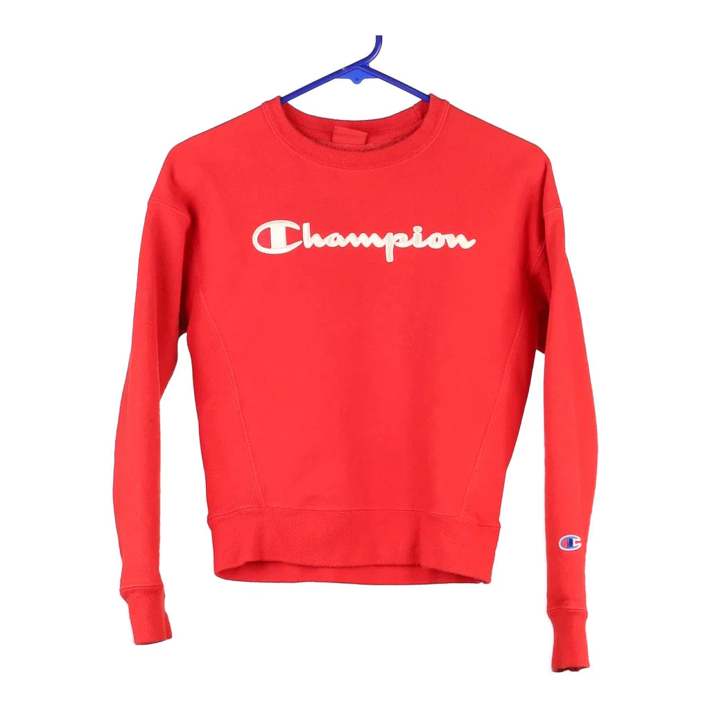 Reverse Weave Champion Cropped Sweatshirt - 2XS Red Cotton Blend Hoodie with Logo Branding Identity