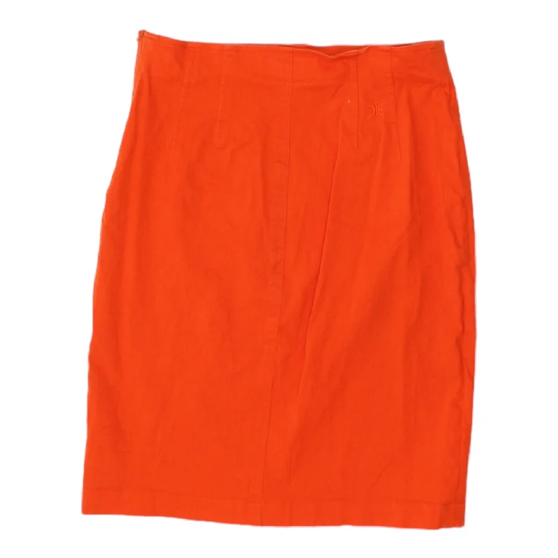 Iceberg Womens Orange Short Straight Cotton Skirt | Vintage High End Designer lace skirt romantic
