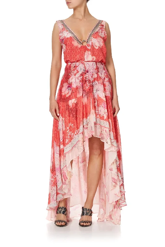 SKIRT WITH DOUBLE LAYER HEM PALACE MUSE linen skirt natural