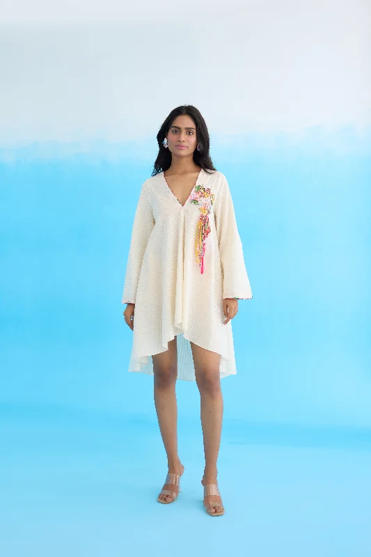 Cream Hi-Low A-Line Dress Tunics Versatile stylish
