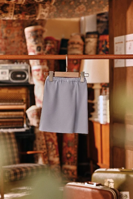 The Akar Kita Babies Folded Skirt - Blue Fog velvet skirt rich