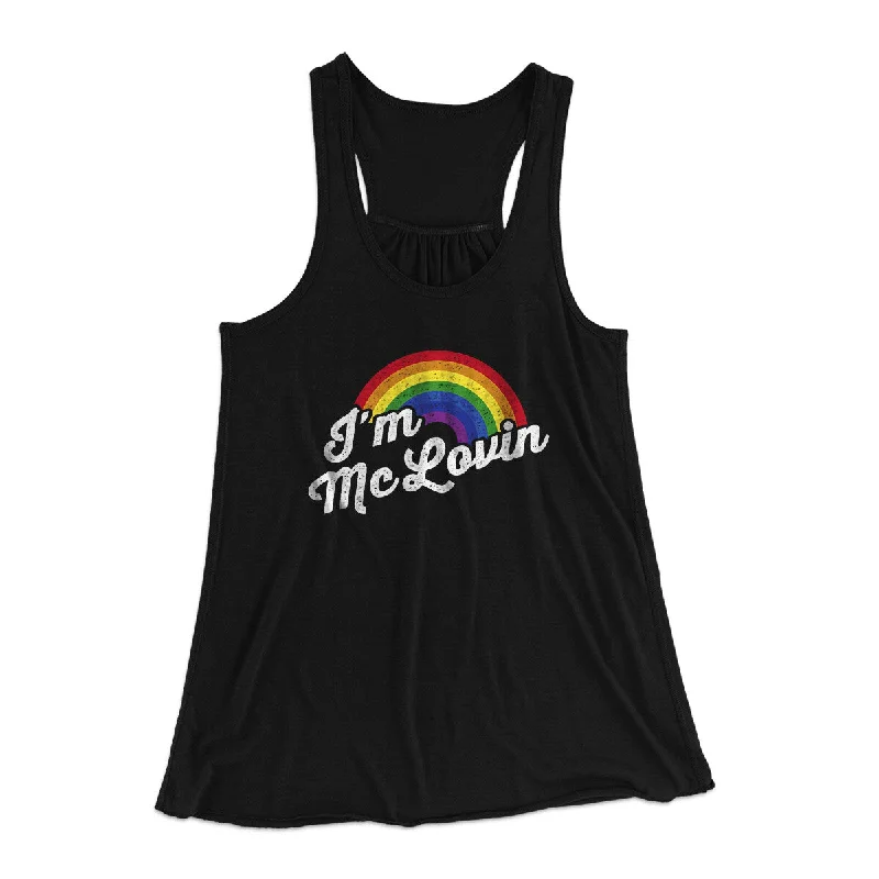 I'm Mclovin Women's Flowey Racerback Tank Top glitter tank top