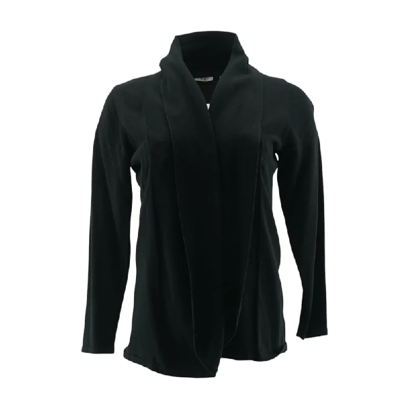 Black Solid Cardigan Sweater Handmade Hand-knitted Hand-woven