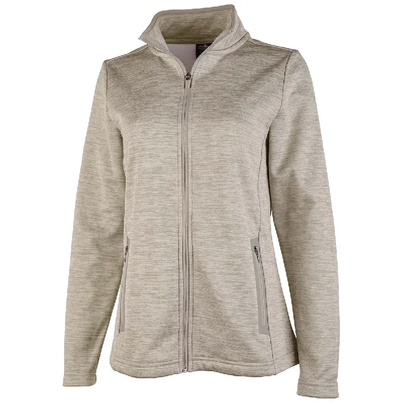 Charles River Women's Oatmeal Brigham Knit Jacket Boat Neck Shawl Collar Notched Collar