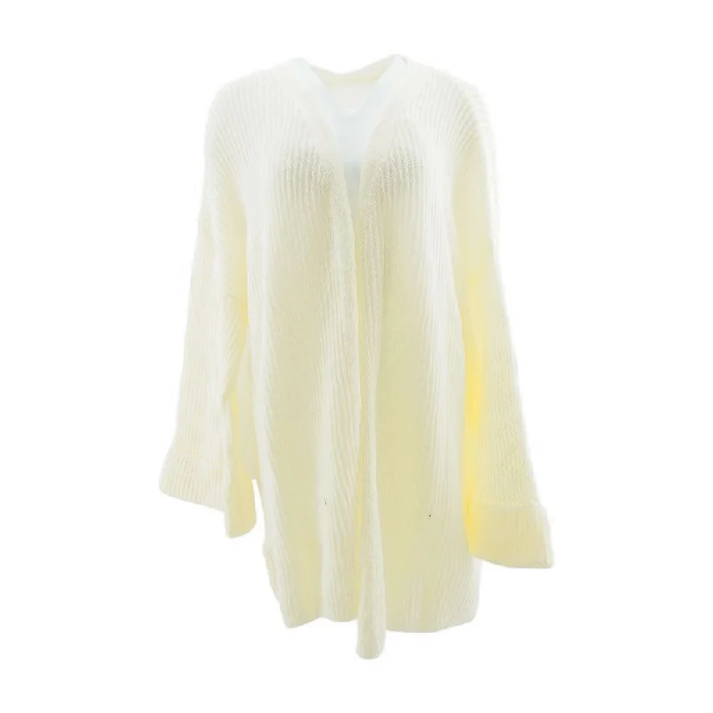 Ivory Solid Cardigan Sweater Boxy Cardigan Fitted Cardigan A-Line