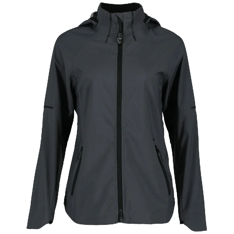 Elevate Women's Grey Storm Oracle Softshell Jacket Trench Coat Raincoat Waterproof Jacket