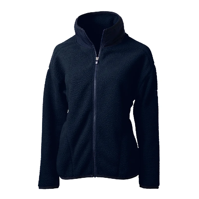 Cutter & Buck Women's Navy Cascade Eco Sherpa Fleece Jacket Hoodie Zip-Up Jacket Button-Up Jacket