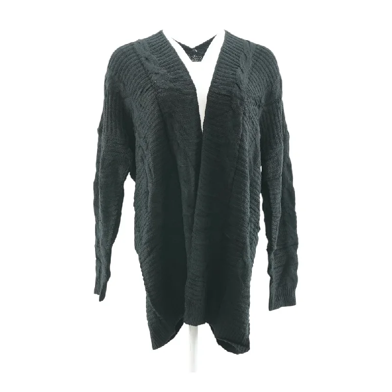 Black Solid Cardigan Sweater Embroidered Appliqued Beaded