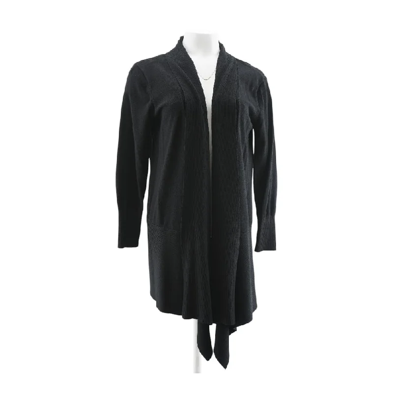 Black Solid Cardigan Sweater Elasticated Padded Insulated